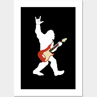 Bigfoot Rock and Roll Funny Sasquatch Believers Guitar Posters and Art